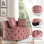 Velvet Modern Leisure Big Classical Barrel Chair with 2 Pillows