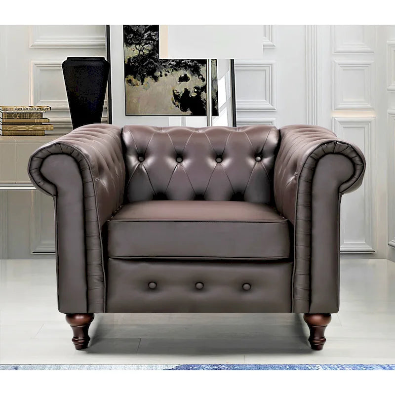 Brooks Classic Chesterfield 3-Piece Living Room Set-Chair Loveseat & Sofa