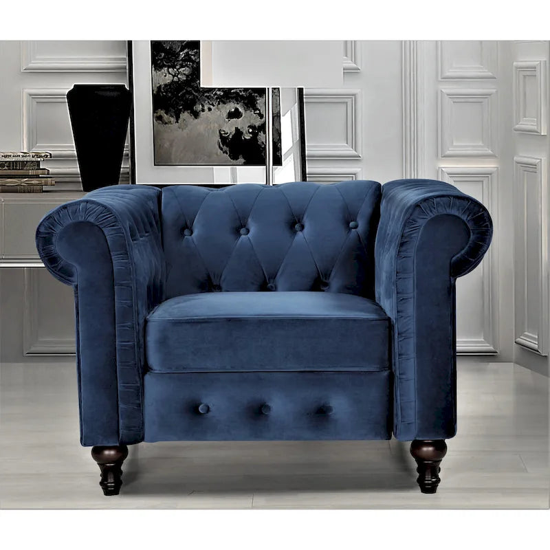 Brooks Classic Chesterfield 3-Piece Living Room Set-Chair Loveseat & Sofa