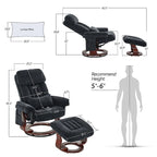 MCombo Swivel Recliner with Ottoman, Leisure Office Chair, Ergonomic Lounge chair, Chenille Fabric 4687