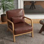 Mid-Century Modern Upholstered Accent Chair with Wood Frame