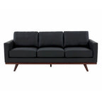 Chester Leather 3-Seater Sofa with Birch Wood Base Modern Living Room Couch with Removable Cushions - 83
