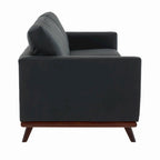 Chester Leather 3-Seater Sofa with Birch Wood Base Modern Living Room Couch with Removable Cushions - 83