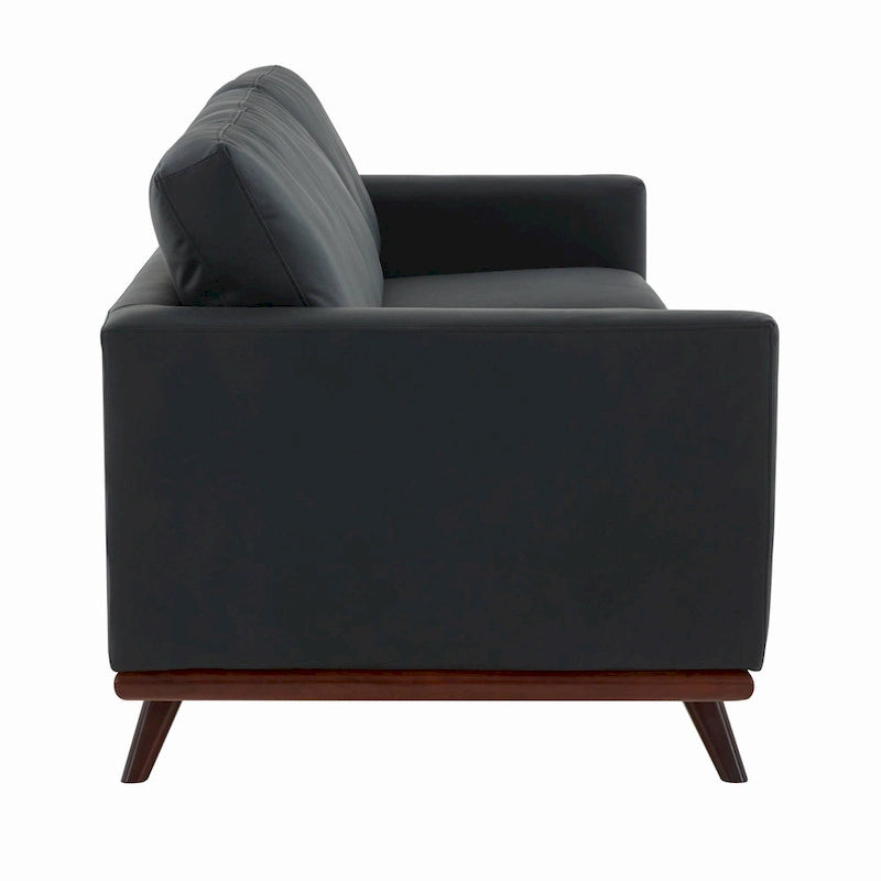 Chester Leather 3-Seater Sofa with Birch Wood Base Modern Living Room Couch with Removable Cushions - 83