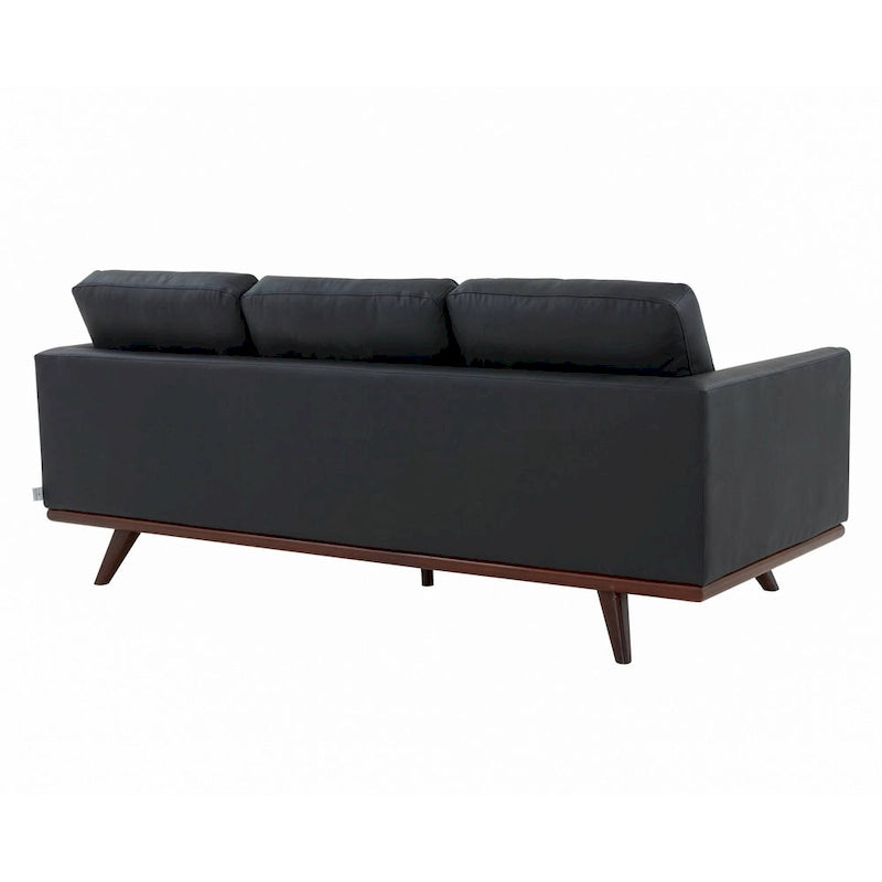 Chester Leather 3-Seater Sofa with Birch Wood Base Modern Living Room Couch with Removable Cushions - 83