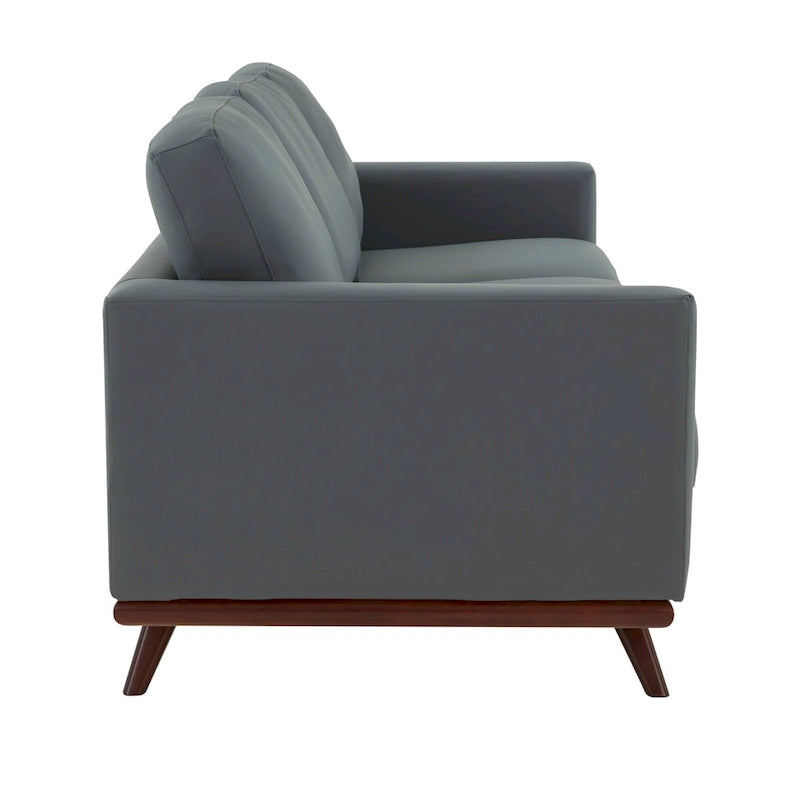 Chester Leather 3-Seater Sofa with Birch Wood Base Modern Living Room Couch with Removable Cushions - 83