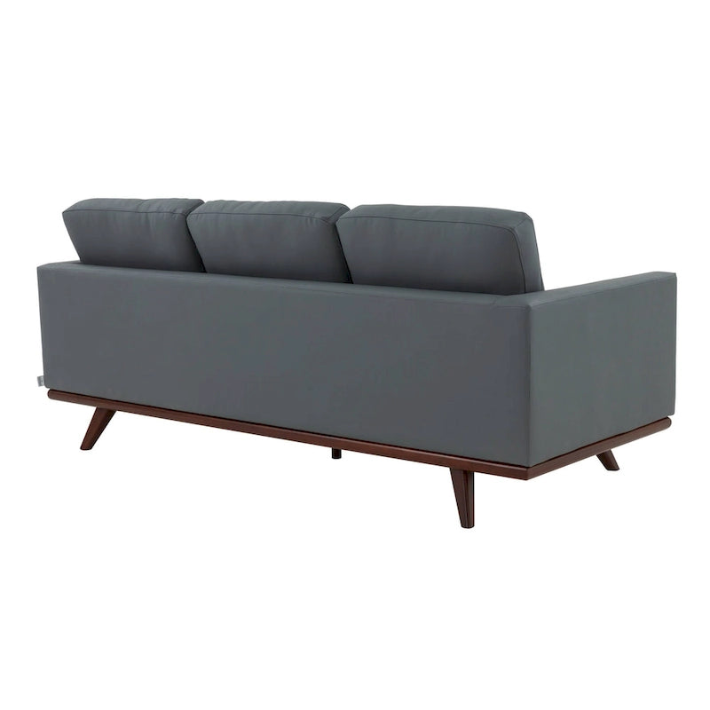 Chester Leather 3-Seater Sofa with Birch Wood Base Modern Living Room Couch with Removable Cushions - 83