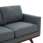Chester Leather 3-Seater Sofa with Birch Wood Base Modern Living Room Couch with Removable Cushions - 83