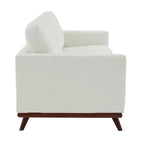 Chester Leather 3-Seater Sofa with Birch Wood Base Modern Living Room Couch with Removable Cushions - 83