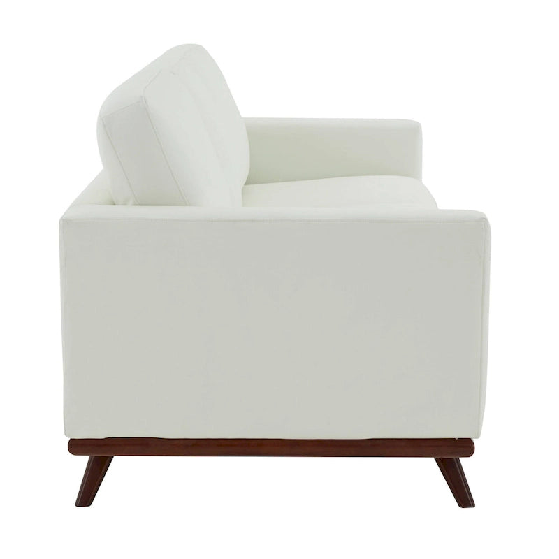 Chester Leather 3-Seater Sofa with Birch Wood Base Modern Living Room Couch with Removable Cushions - 83