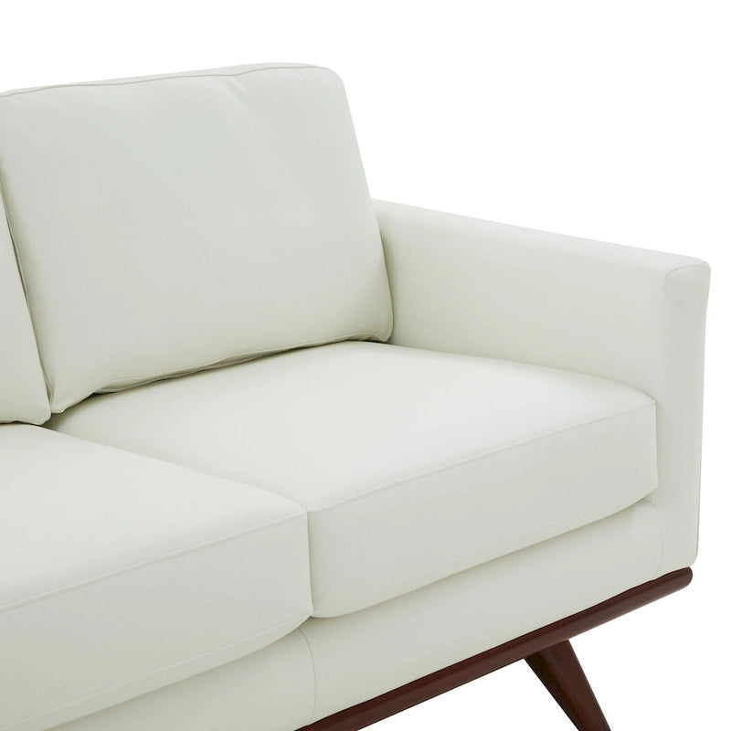 Chester Leather 3-Seater Sofa with Birch Wood Base Modern Living Room Couch with Removable Cushions - 83