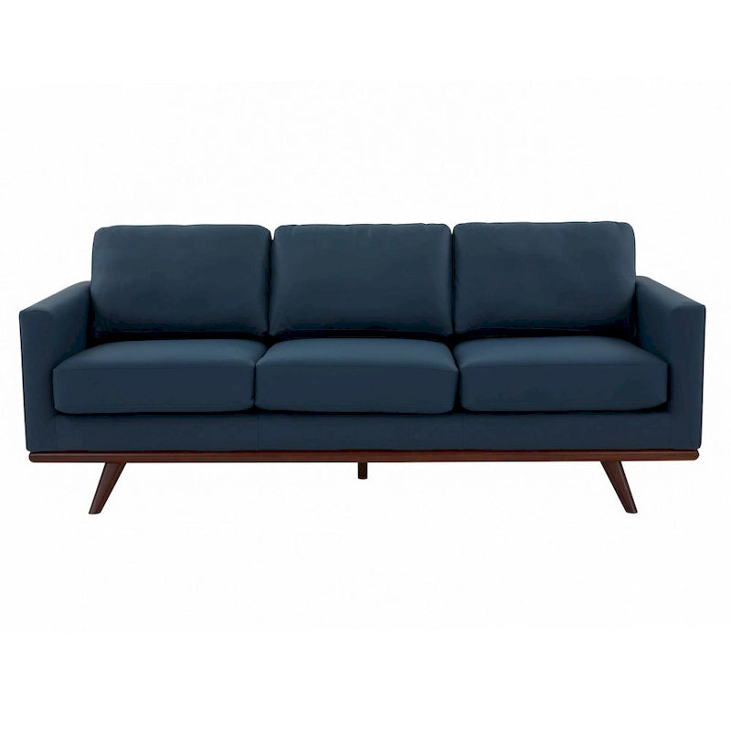 Chester Leather 3-Seater Sofa with Birch Wood Base Modern Living Room Couch with Removable Cushions - 83