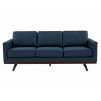 Chester Leather 3-Seater Sofa with Birch Wood Base Modern Living Room Couch with Removable Cushions - 83