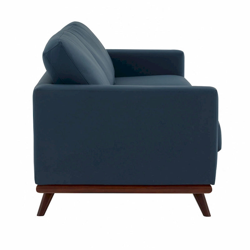Chester Leather 3-Seater Sofa with Birch Wood Base Modern Living Room Couch with Removable Cushions - 83
