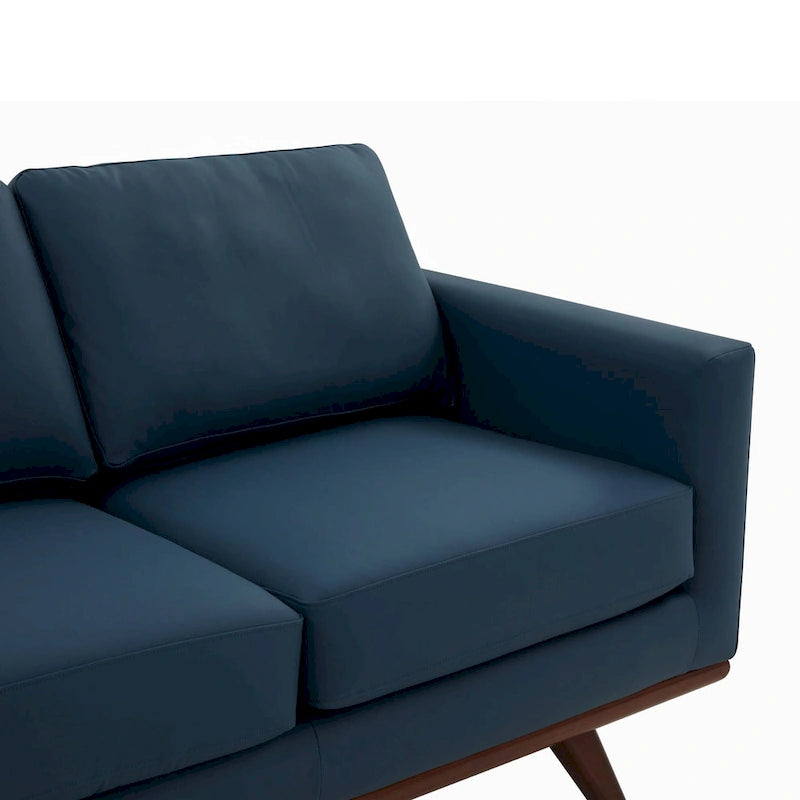Chester Leather 3-Seater Sofa with Birch Wood Base Modern Living Room Couch with Removable Cushions - 83