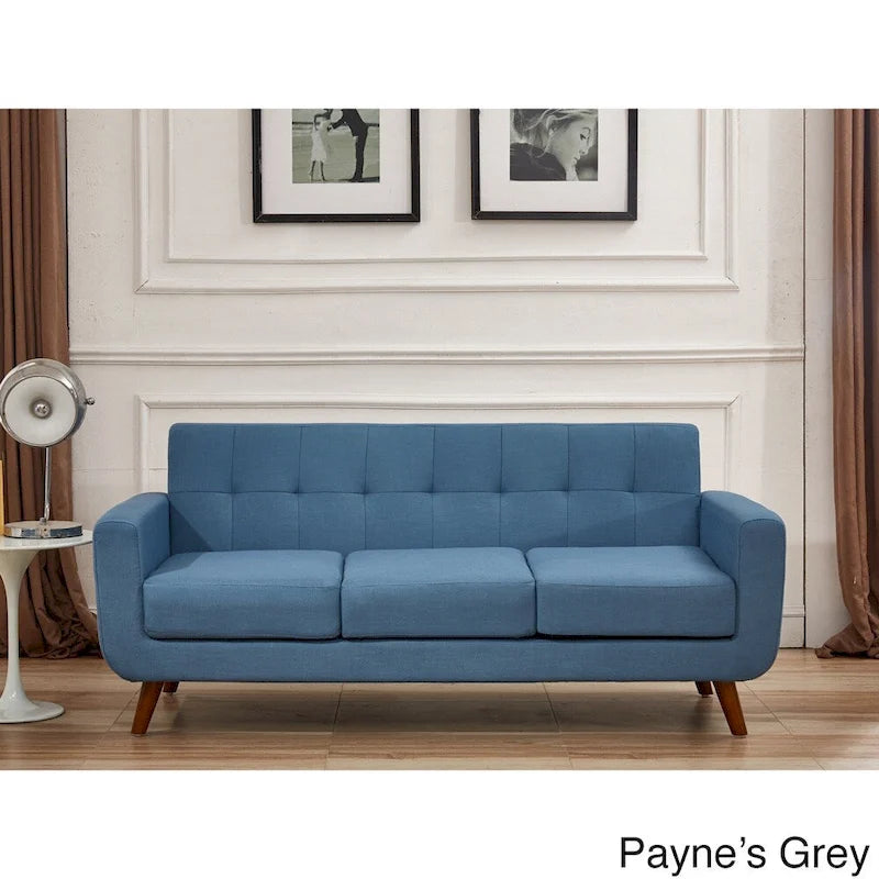 U.S. Pride Furniture Grace Rainbeau Linen Upholstered Tufted Mid-century Sofa