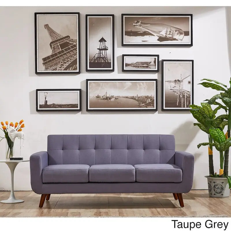 U.S. Pride Furniture Grace Rainbeau Linen Upholstered Tufted Mid-century Sofa