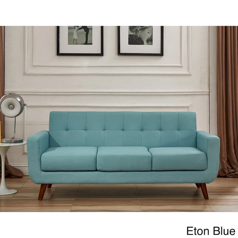 U.S. Pride Furniture Grace Rainbeau Linen Upholstered Tufted Mid-century Sofa