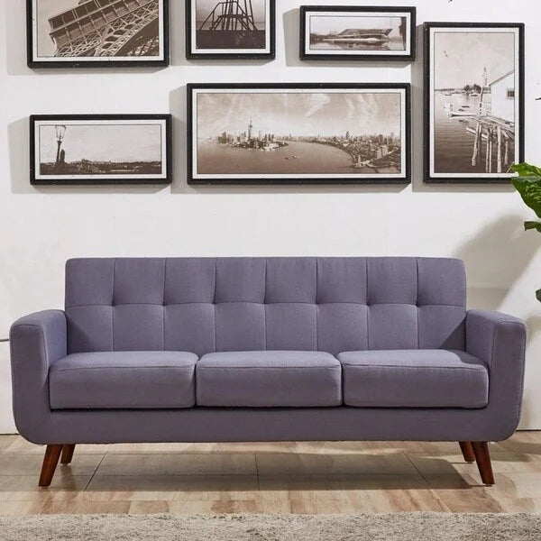 U.S. Pride Furniture Grace Rainbeau Linen Upholstered Tufted Mid-century Sofa