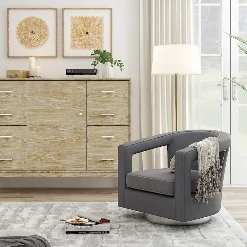 Stark Modern Velvet Swivel Accent Chair