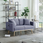 Linen Upholstered Loveseat with 2 Pillows