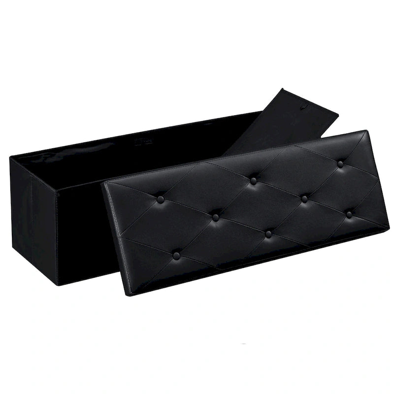 Folding Storage Ottoman, Foot Rest Stool Footstool, Leather Tufted Ottoman, Small Ottoman Cube for Living Room Bedroom Dorm
