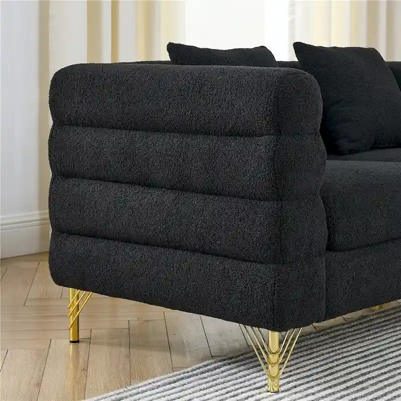 Oversized 2 Seater Sectional Sofa, Living Room Fabric Sectional Sofa