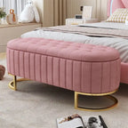 Upholstered Velvet Storage Ottoman with Button-Tufted