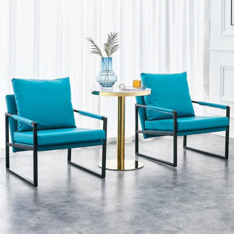 Ouyessir Set of 2 Modern Velvet Accent Chair Linen Sling ArmChair