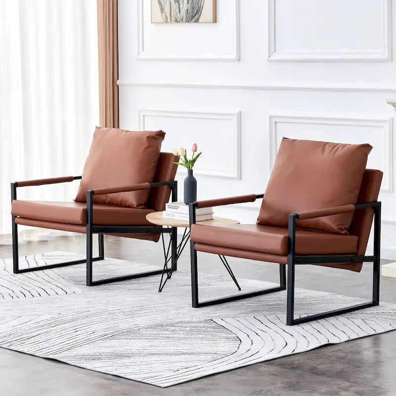 Ouyessir Set of 2 Modern Velvet Accent Chair Linen Sling ArmChair