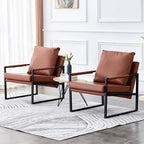 Ouyessir Set of 2 Modern Velvet Accent Chair Linen Sling ArmChair