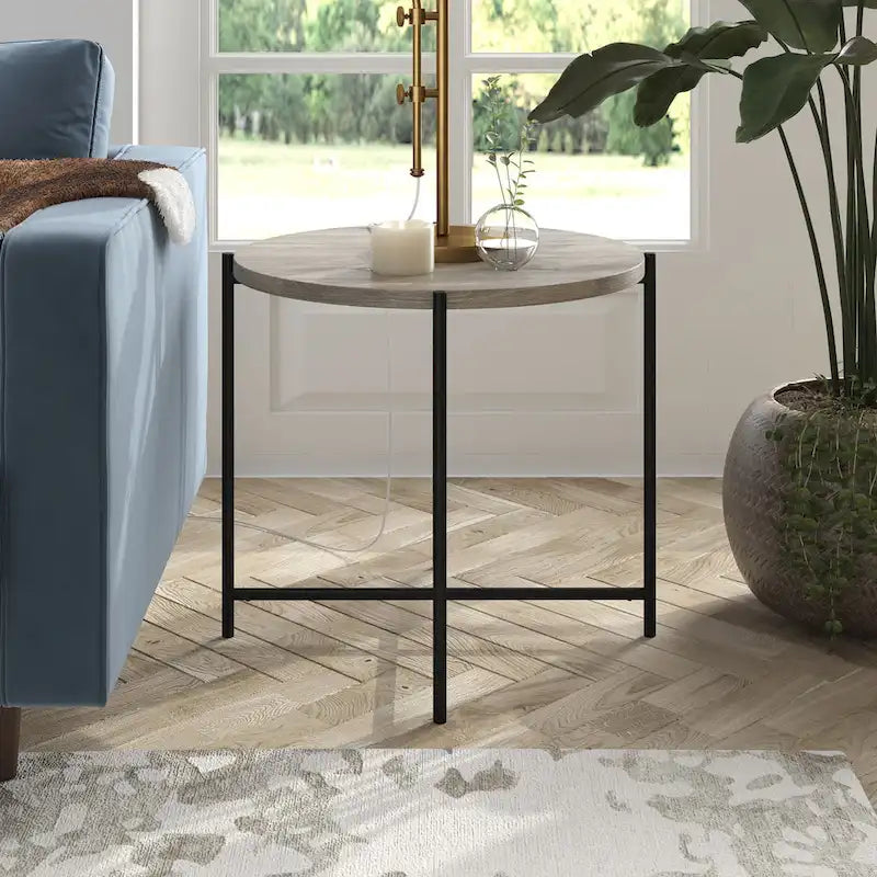 Loretta 23.63 Wide Round Side Table with MDF Top