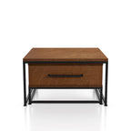 Saxon Rustic Brown Square 2-Piece Solid Wood Coffee Nesting Tables with 1-Drawer by Furniture of America