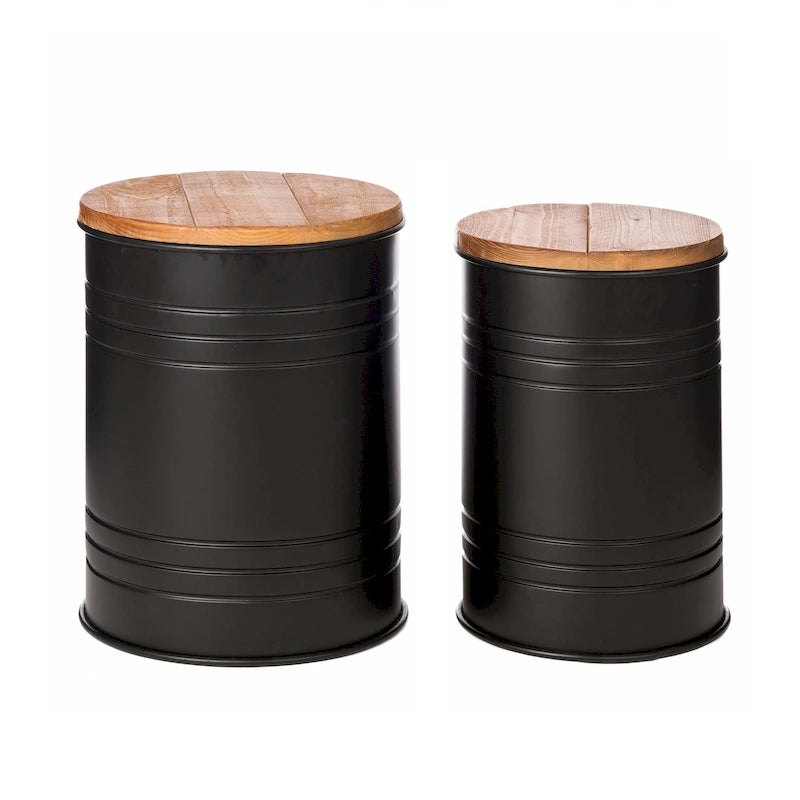 Glitzhome Set of 2 19 H Farmhouse End Table Storage Ottoman