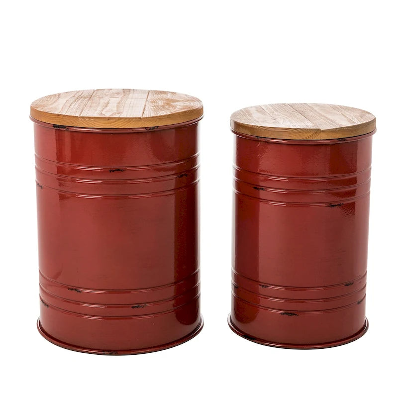 Glitzhome Set of 2 19 H Farmhouse End Table Storage Ottoman