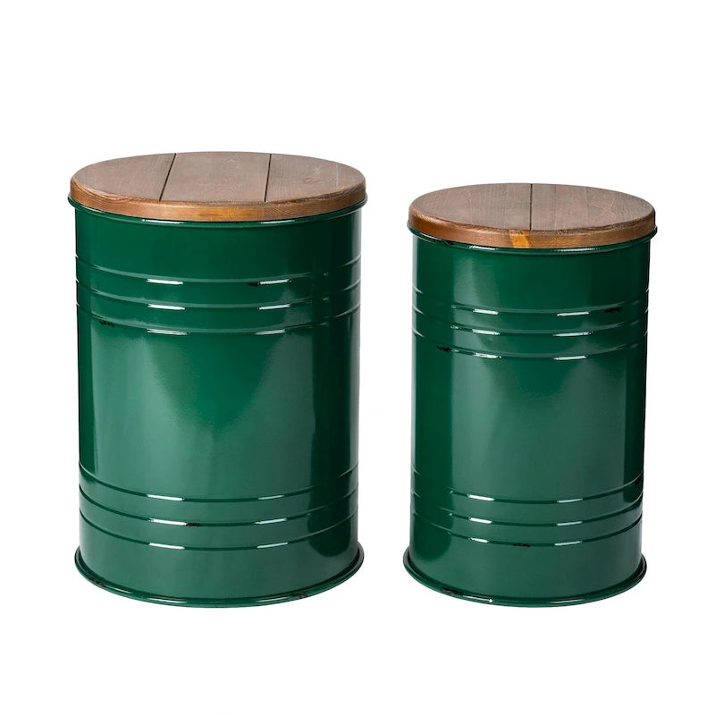 Glitzhome Set of 2 19 H Farmhouse End Table Storage Ottoman