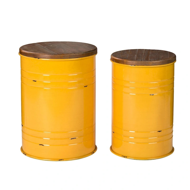 Glitzhome Set of 2 19 H Farmhouse End Table Storage Ottoman