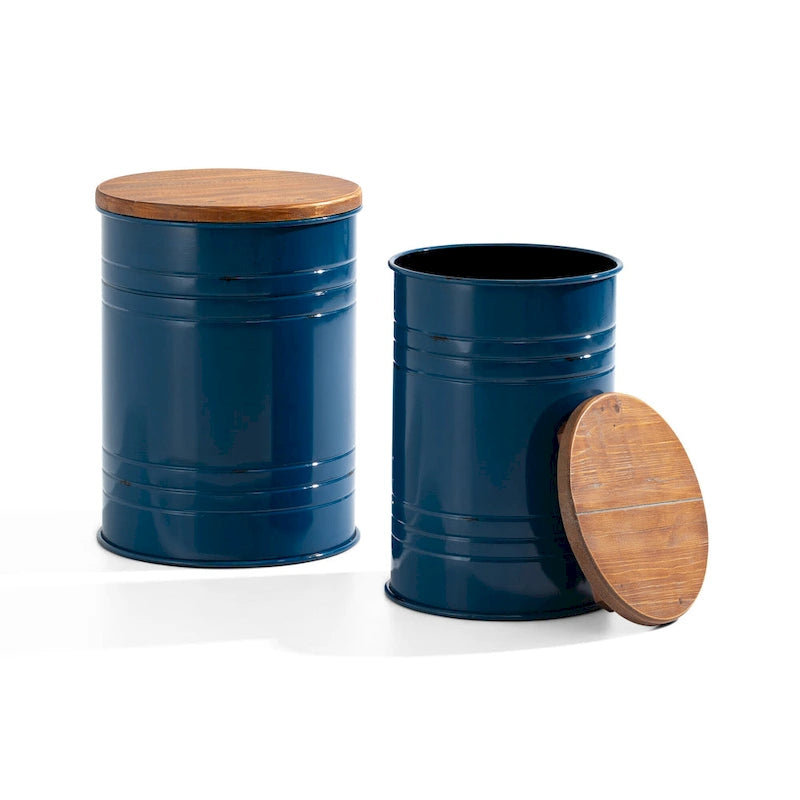 Glitzhome Set of 2 19 H Farmhouse End Table Storage Ottoman