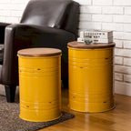 Glitzhome Set of 2 19 H Farmhouse End Table Storage Ottoman