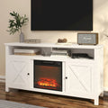 Clihome 58 Wood Fireplace TV Stand with 18 Electric Fireplace