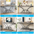 70.9 Inch Long Console Table for Entryway,Gold Sofa Table with White Faux Marble Tabletop