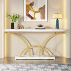 70.9 Inch Long Console Table for Entryway,Gold Sofa Table with White Faux Marble Tabletop