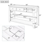 Retro Console Table Sofa Table with 2 Open Shelves and 3 Drawers, Pine Solid Wood Frame and Legs for Living Room, Entryway