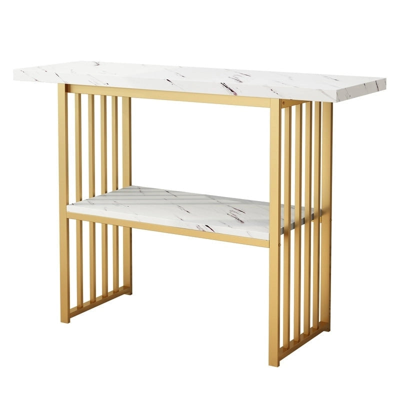 Modern 42-Inch Console/Accent Table with Geometric Metal Legs