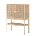 Woven Rattan and Wood Cabinet with 2 Doors