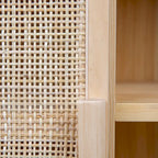 Woven Rattan and Wood Cabinet with 2 Doors