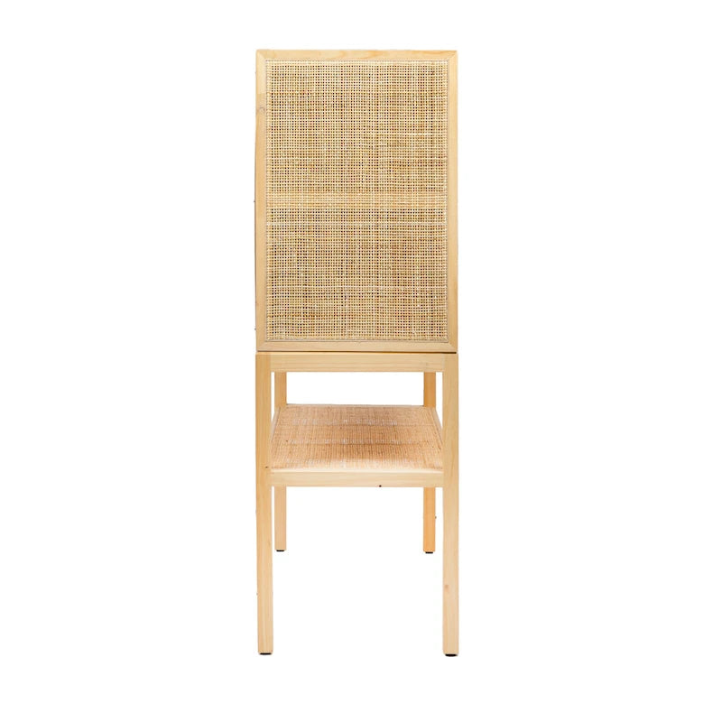 Woven Rattan and Wood Cabinet with 2 Doors