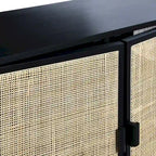Woven Rattan and Wood Cabinet with 2 Doors