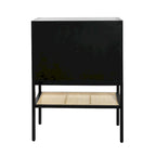 Woven Rattan and Wood Cabinet with 2 Doors