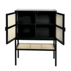 Woven Rattan and Wood Cabinet with 2 Doors
